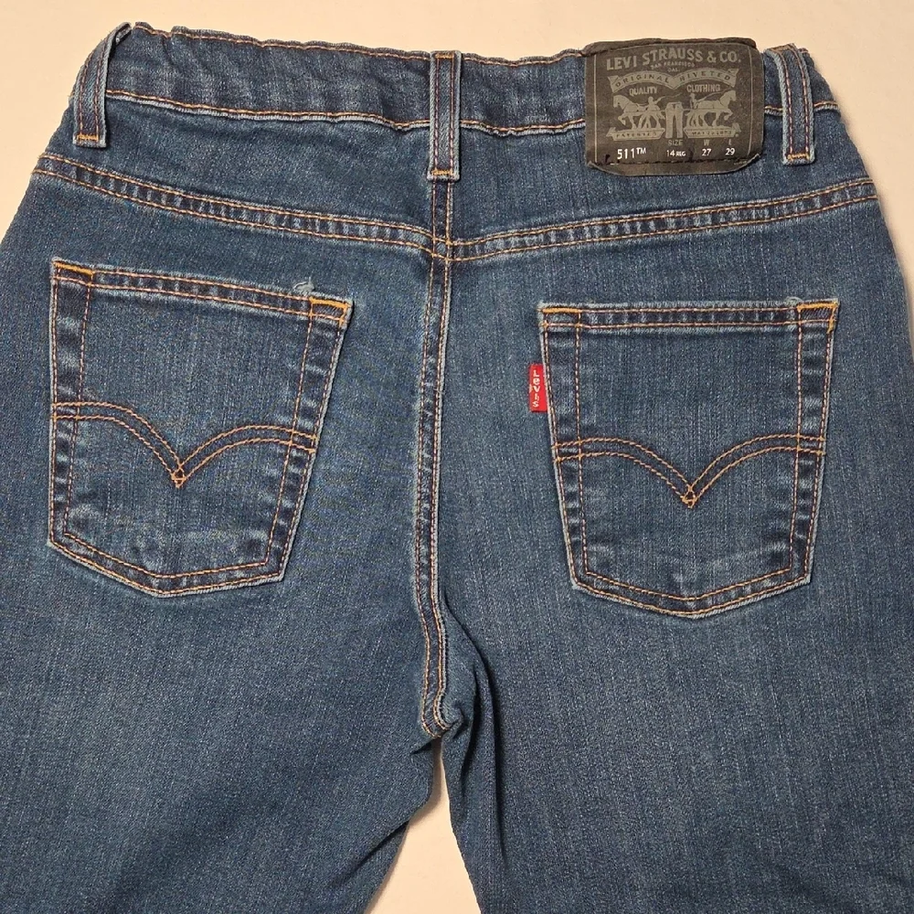 Levis 511 Slim Boys Blue Jeans Size 14reg Adjustable Waist 27 Length 29 - Picture 4 of 10